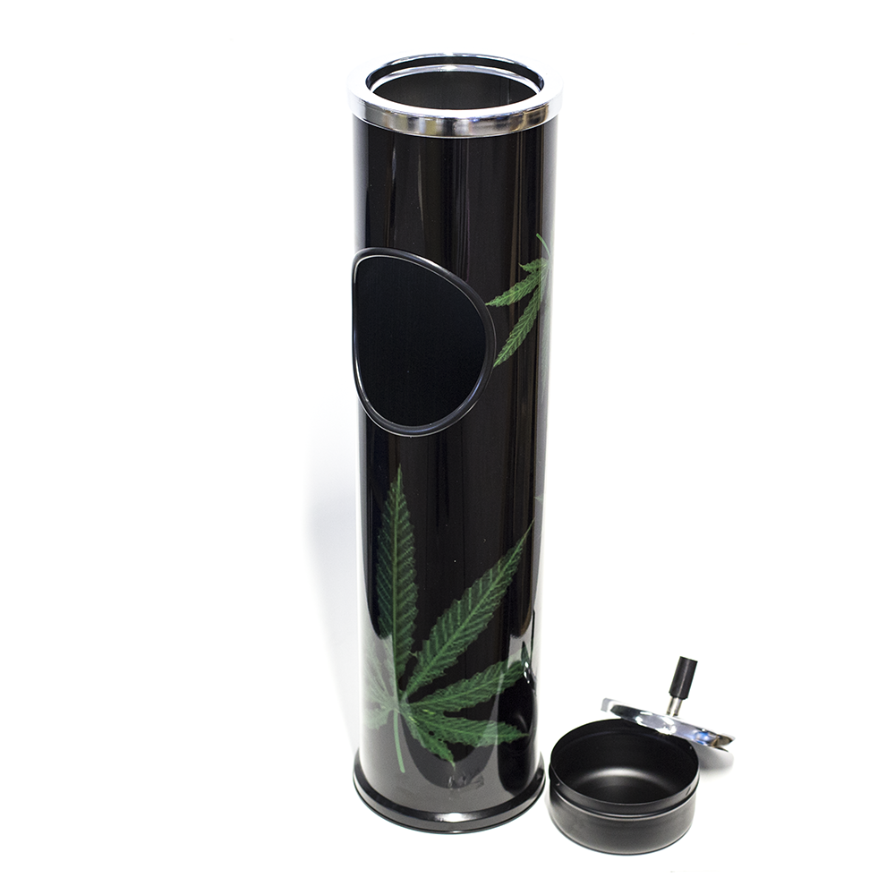 ASHTRAY - 60CM BLACK W/ WEED LEAF The Bong Shop