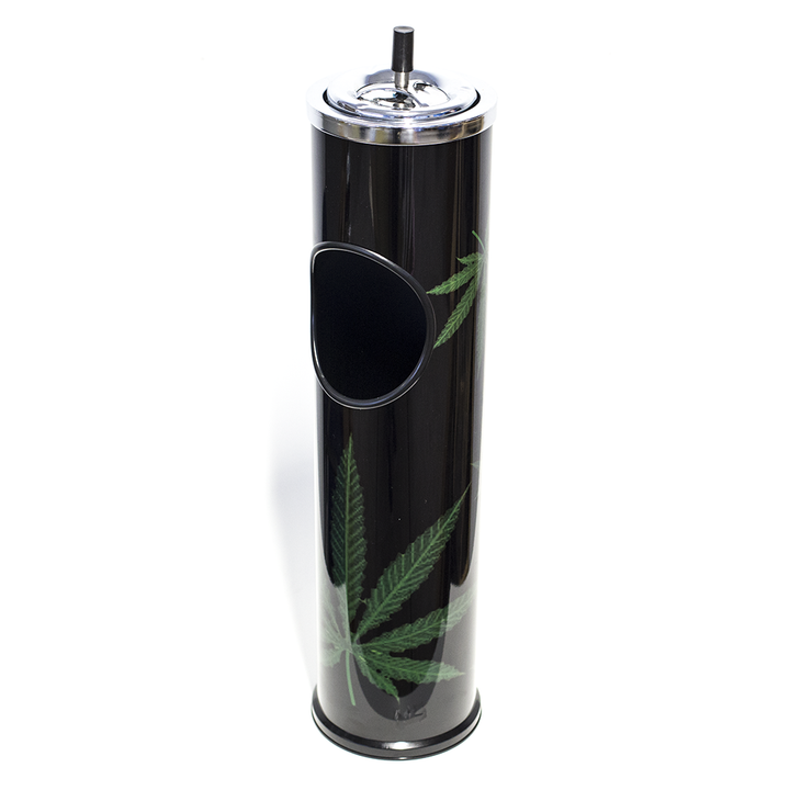 ASHTRAY - 60CM BLACK W/ WEED LEAF The Bong Shop