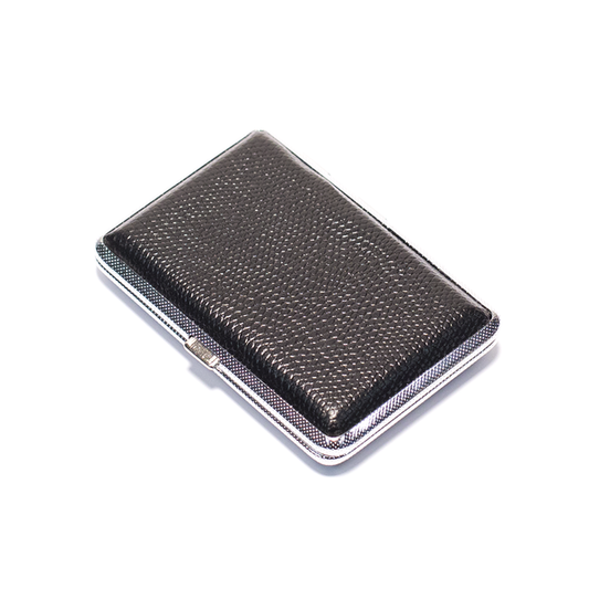 CIGARETTE CASE - BLACK, SILVER FRAME 95MM X 65MM The Bong Shop