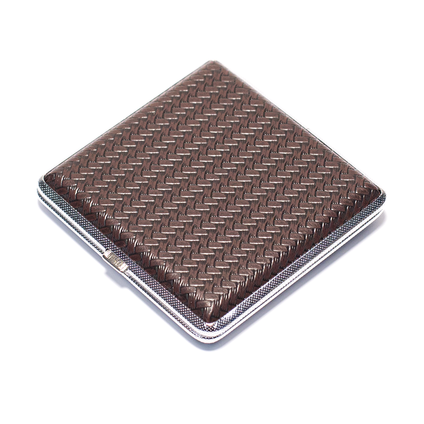 CIGARETTE CASE - DARK BROWN, SILVER FRAME 95MM X 95MM The Bong Shop