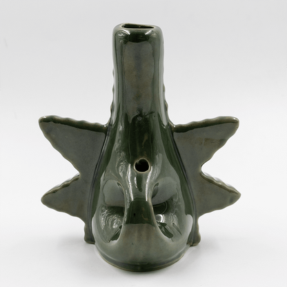 Textured Leaf Ceramic Bong - Green The Bong Shop