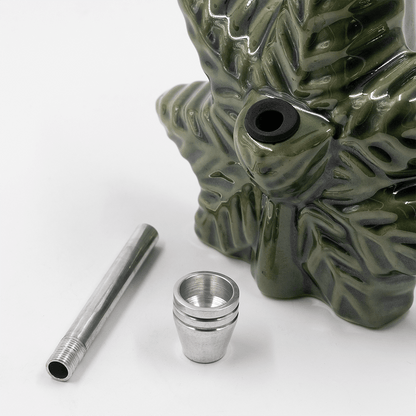 Textured Leaf Ceramic Bong - Green The Bong Shop