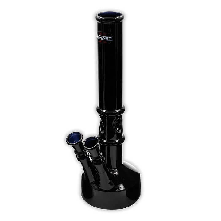 Stereo Double Cone Glass Bong - Black Planet X
