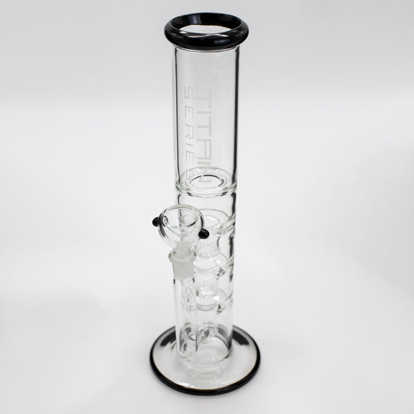 Titan Series | Triple Trap Glass Bong - Clear Cone (Deluxe Wooden Box Edition) Waterfall