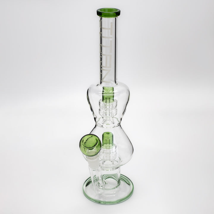 Titan Series | Double Dome Glass Bong (Deluxe Wooden Box Edition) Waterfall