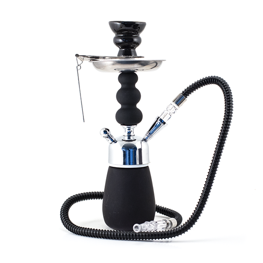 HOOKAH - 1 HOSE - 32CM - MATTE BLACK & CHROME The Bong Shop