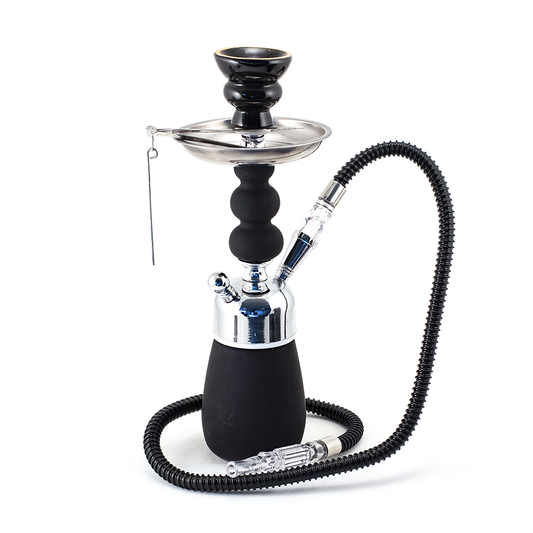 HOOKAH - 1 HOSE - 32CM - MATTE BLACK & CHROME The Bong Shop
