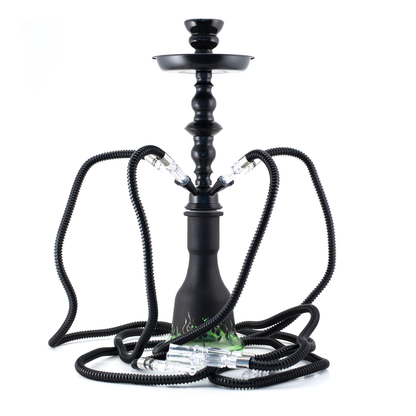 HOOKAH - 4 HOSE - 50CM - FLAMES - GREEN & MATTE BLACK The Bong Shop