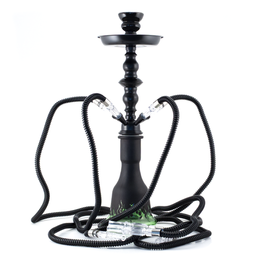 HOOKAH - 4 HOSE - 50CM - FLAMES - GREEN & MATTE BLACK The Bong Shop