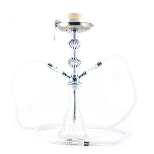 HOOKAH - 2 HOSE - 50CM - CHANDELIER - CLEAR & CHROME The Bong Shop