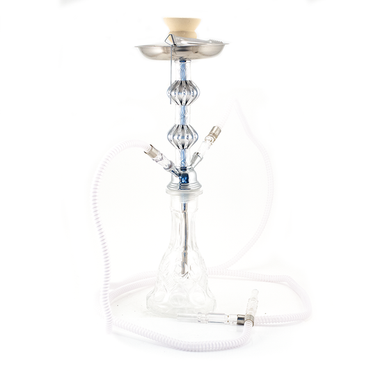 HOOKAH - 2 HOSE - 50CM - CHANDELIER - CLEAR & CHROME The Bong Shop