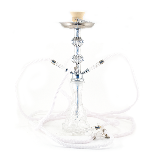 HOOKAH - 4 HOSE - 50CM - CHANDELIER - CLEAR & CHROME The Bong Shop