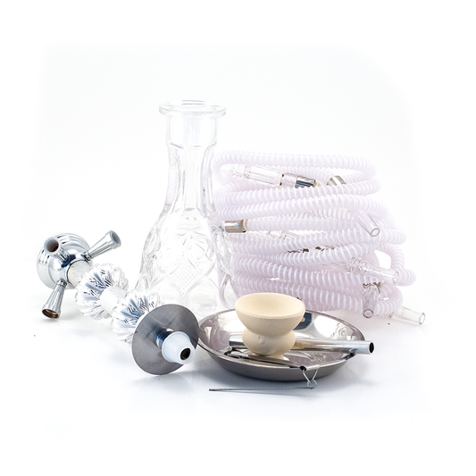 HOOKAH - 4 HOSE - 50CM - CHANDELIER - CLEAR & CHROME The Bong Shop