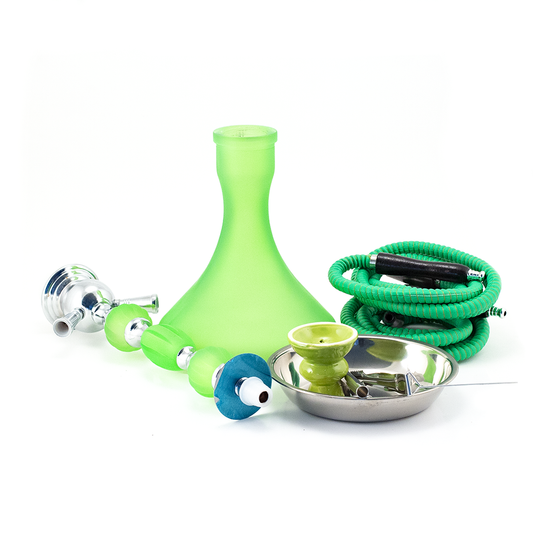 HOOKAH - 2 HOSE - 65CM - MATTE LIME GREEN & CHROME The Bong Shop