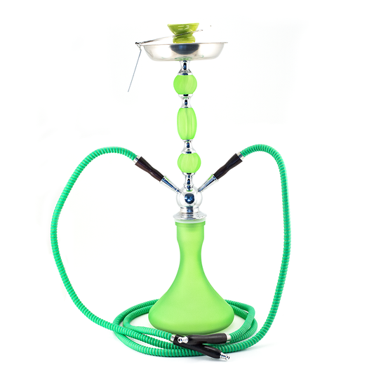 HOOKAH - 2 HOSE - 65CM - MATTE LIME GREEN & CHROME The Bong Shop