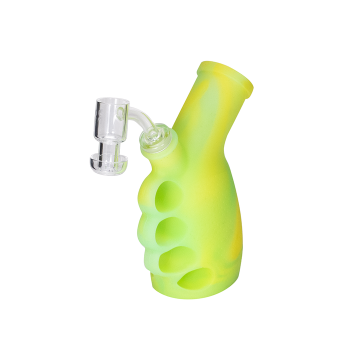 DAB RIG - YEL GRN SILICONE KNUCKLE DUSTER RIG BUBBLER KIT The Bong Shop
