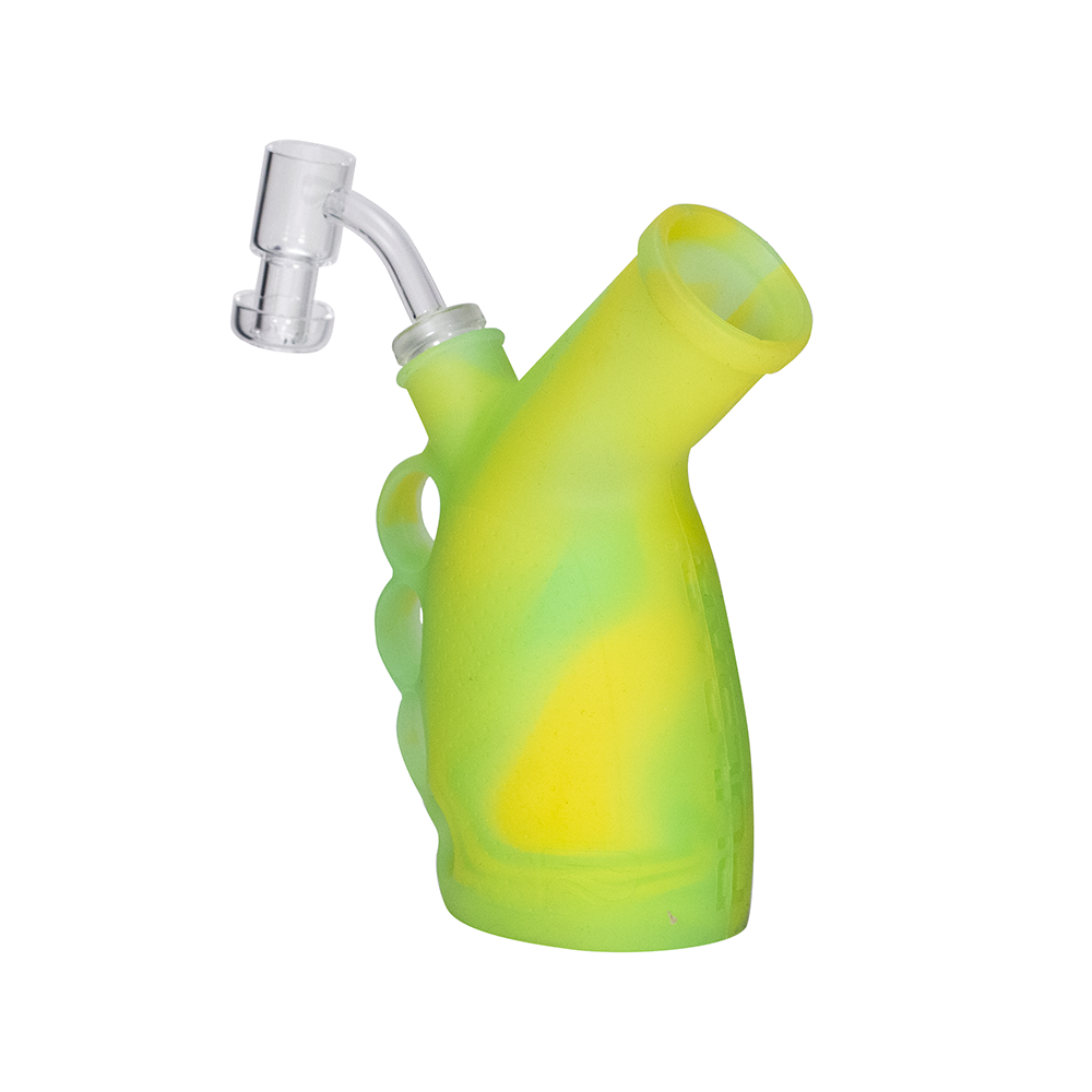 DAB RIG - YEL GRN SILICONE KNUCKLE DUSTER RIG BUBBLER KIT The Bong Shop