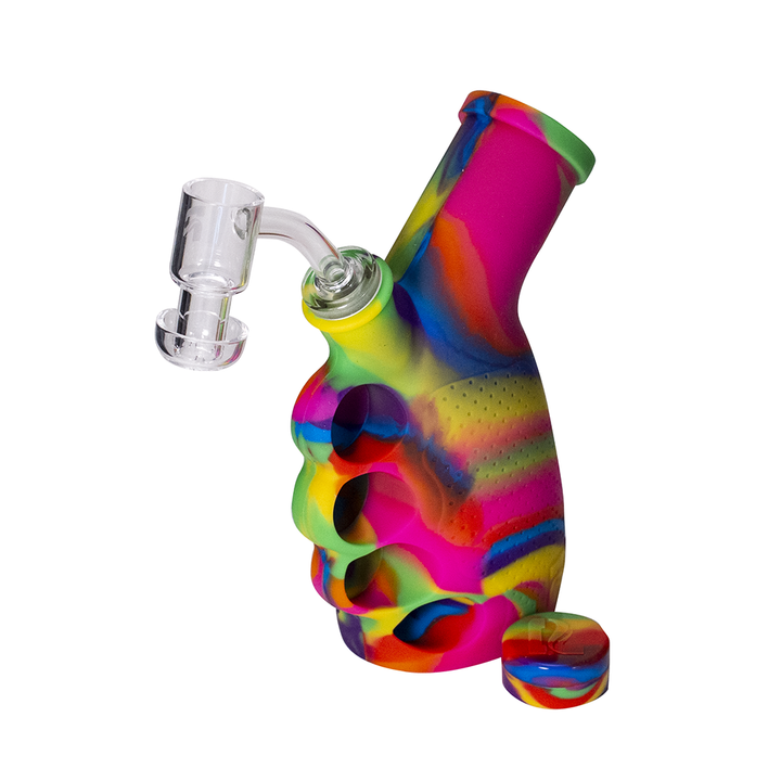 DAB RIG -RAINBOW SILICONE KNUCKLE DUSTER RIG BUBBLER KIT The Bong Shop