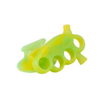 BUBBLER - PULSAR SILICONE KNUCKLE BUBBLER W/ STAND GREEN/YELLOW Pulsar