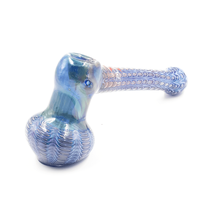 PLANET X - HAND-PAINTED BLUE GLASS HAMMER PIPE Planet X