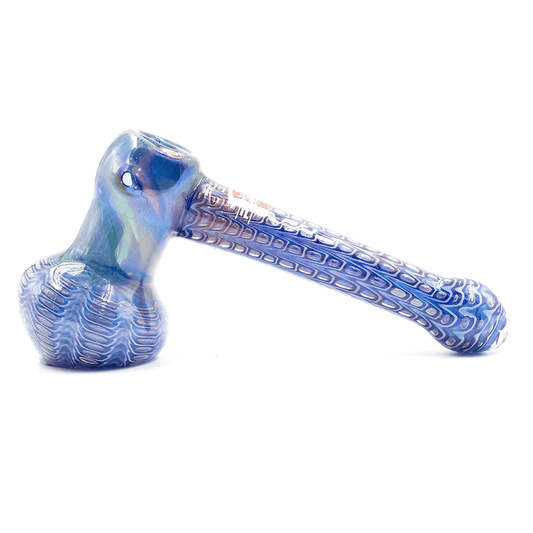 PLANET X - HAND-PAINTED BLUE GLASS HAMMER PIPE Planet X