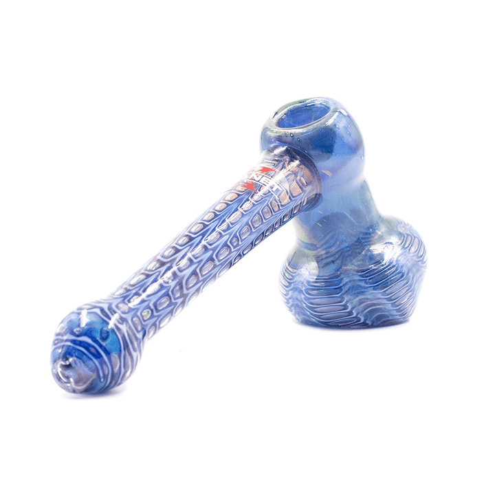 PLANET X - HAND-PAINTED BLUE GLASS HAMMER PIPE Planet X