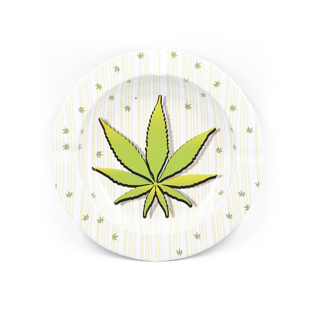ASHTRAY - METAL LEAVES W/ LARGE WEED LEAF The Bong Shop