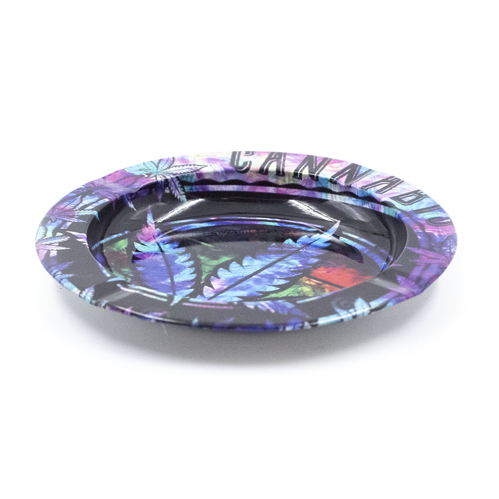 ASHTRAY - METAL BLUE AND PURPLE CANNABIS The Bong Shop