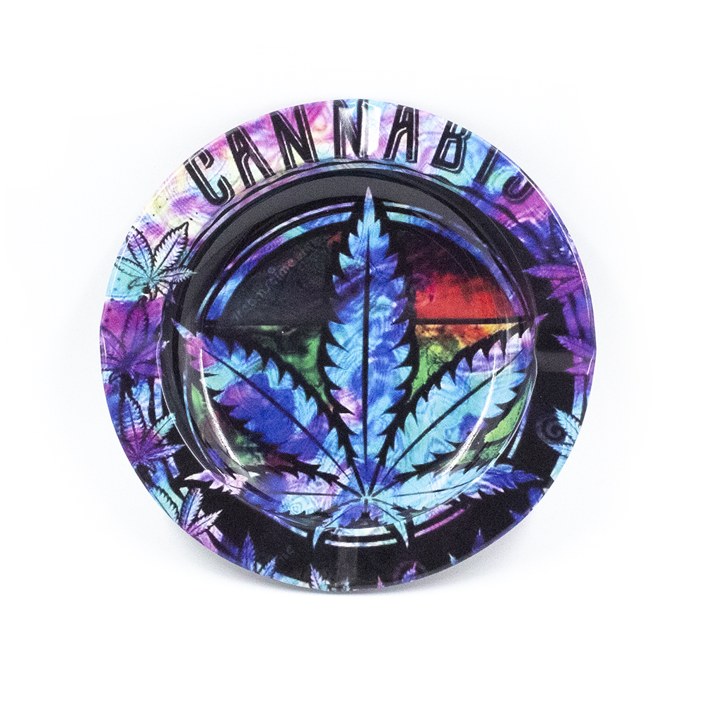 ASHTRAY - METAL BLUE AND PURPLE CANNABIS The Bong Shop