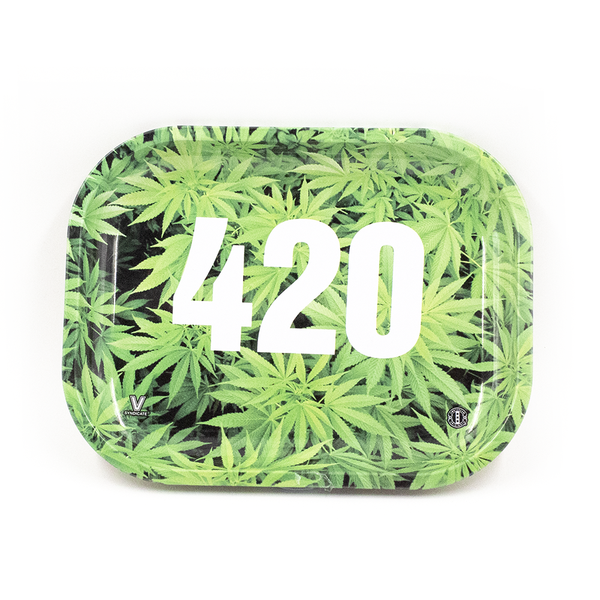 ROLLING TRAY - GREEN LEAVES 420 18 X 14cm The Bong Shop