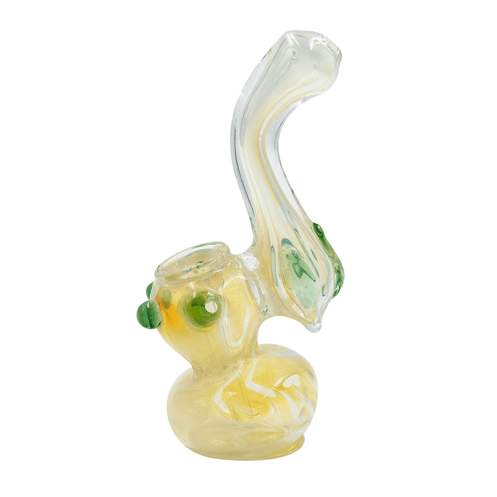 Small Glass Bubbler - Gold with Green Dots The Bong Shop
