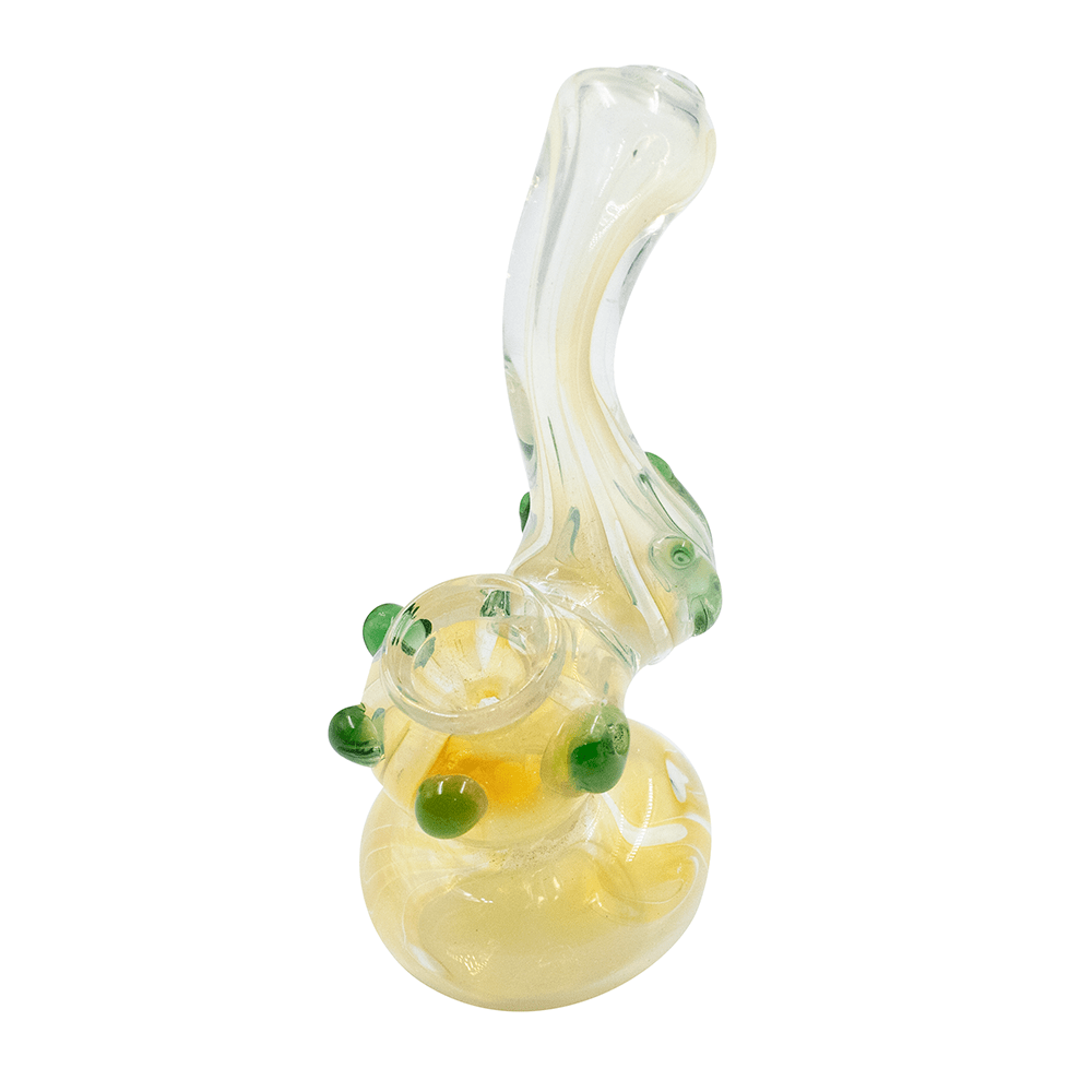 Small Glass Bubbler - Gold with Green Dots The Bong Shop