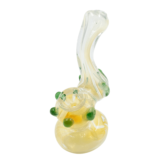 Small Glass Bubbler - Gold with Green Dots The Bong Shop