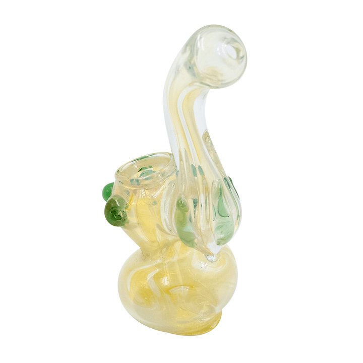 Small Glass Bubbler - Gold with Green Dots The Bong Shop