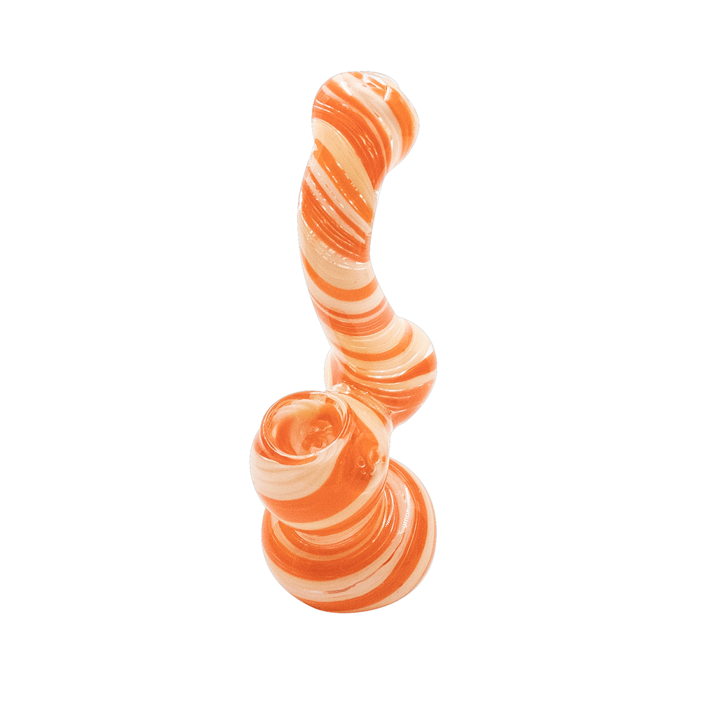 G BUBBLER SML OGE WHT STRIPES The Bong Shop