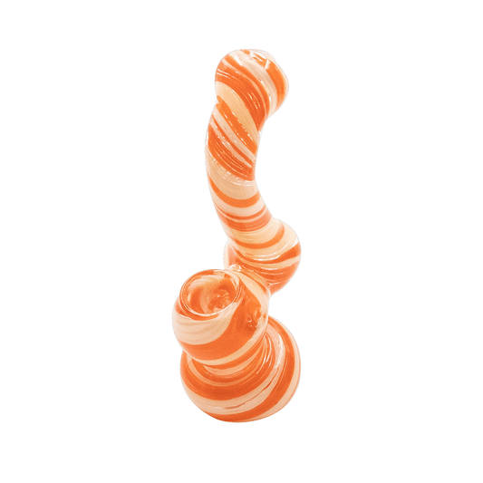 G BUBBLER SML OGE WHT STRIPES The Bong Shop