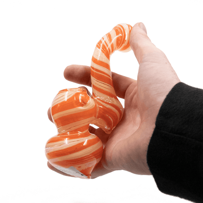 G BUBBLER SML OGE WHT STRIPES The Bong Shop