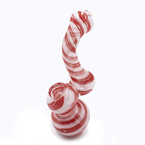 G BUBBLER SML WHT RED STRIPES The Bong Shop