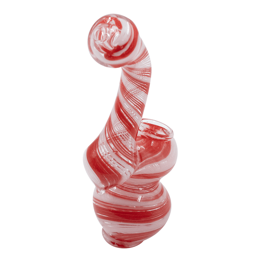 G BUBBLER SML WHT RED STRIPES The Bong Shop