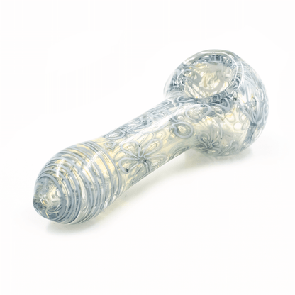G PIPE SPOON CLEAR WITH WHT SWIRLS The Bong Shop