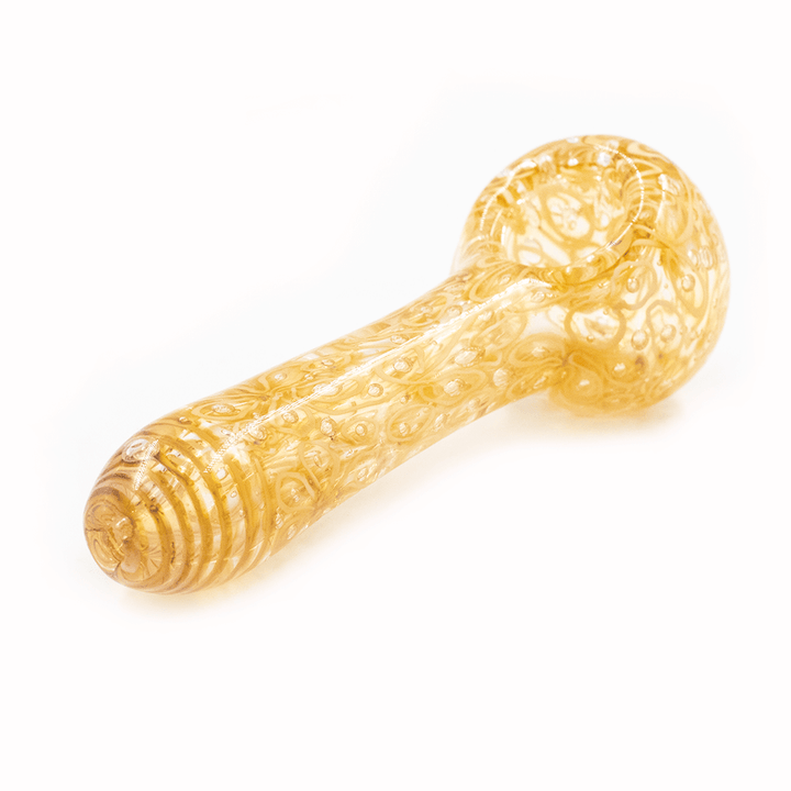 G PIPE SPOON CLEAR WITH YEL SWIRLS The Bong Shop