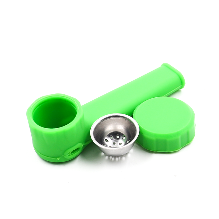 PIPE - SILICONE WITH CAP GREEN The Bong Shop