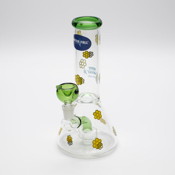 Honeycomb Glass Beaker Bong - Green Waterfall