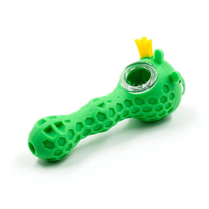 PIPE- SILICONE CROWNED GREEN PIG The Bong Shop