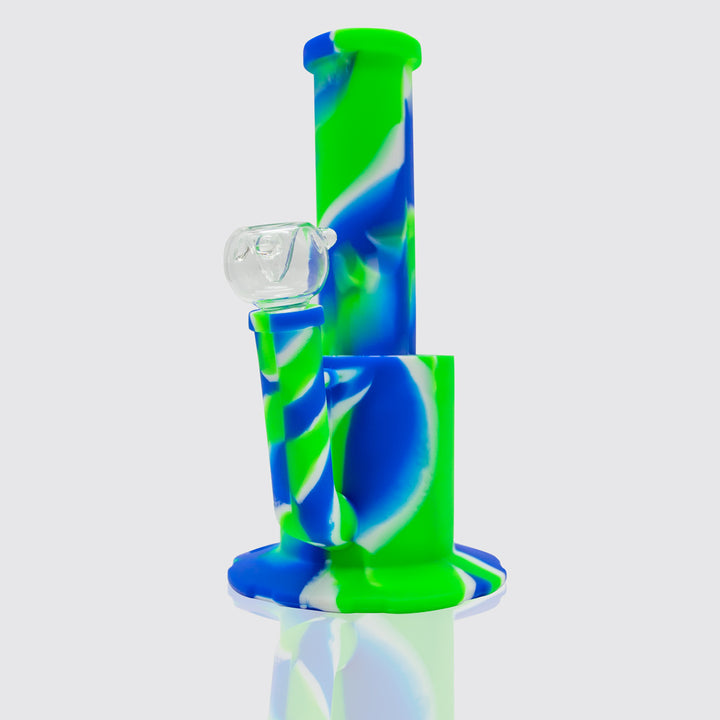 Short Stack Silicone Bong - Blue White Green The Bong Shop