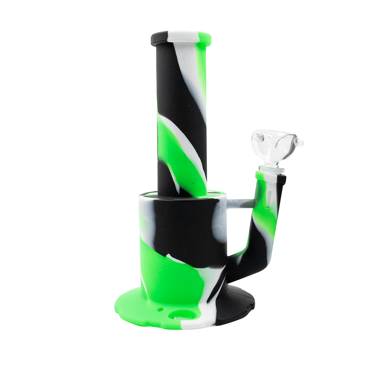 Short Stack Silicone Bong - Black White Green Planet X