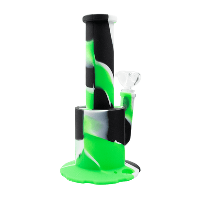 Short Stack Silicone Bong - Black White Green Planet X