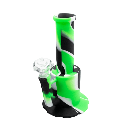 Short Stack Silicone Bong - Black White Green Planet X
