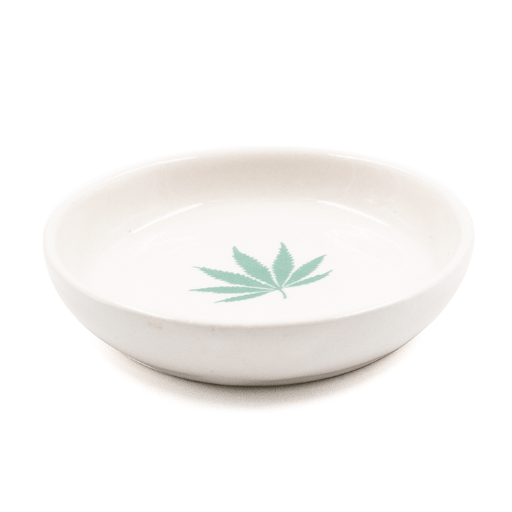 Weed Leaf Ceramic Bowl - White (10cm) The Bong Shop