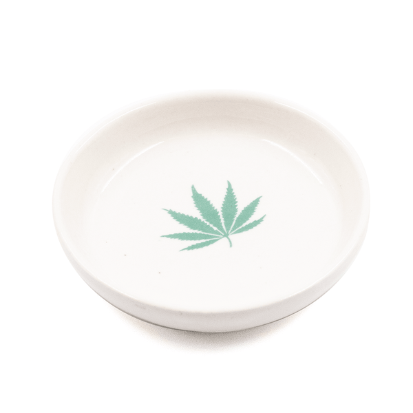 Weed Leaf Ceramic Bowl - White (10cm) The Bong Shop